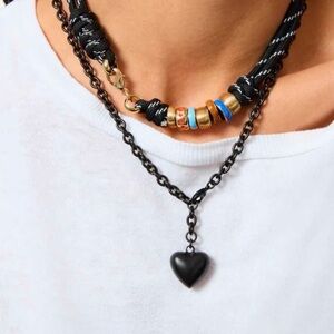Roxanne Assault SMALL Black Puffy Heart Pendant Necklace